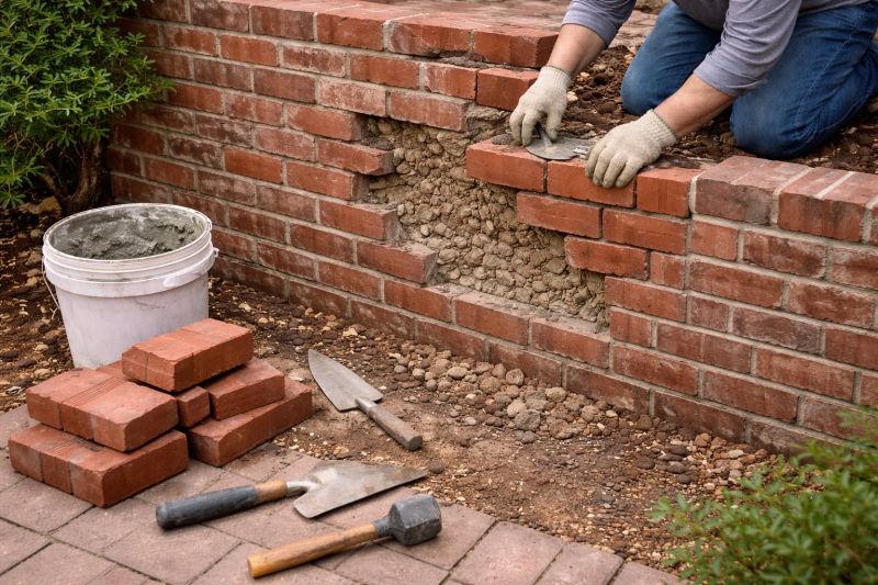 Brick Retaining Wall Repair in Stockton, CA