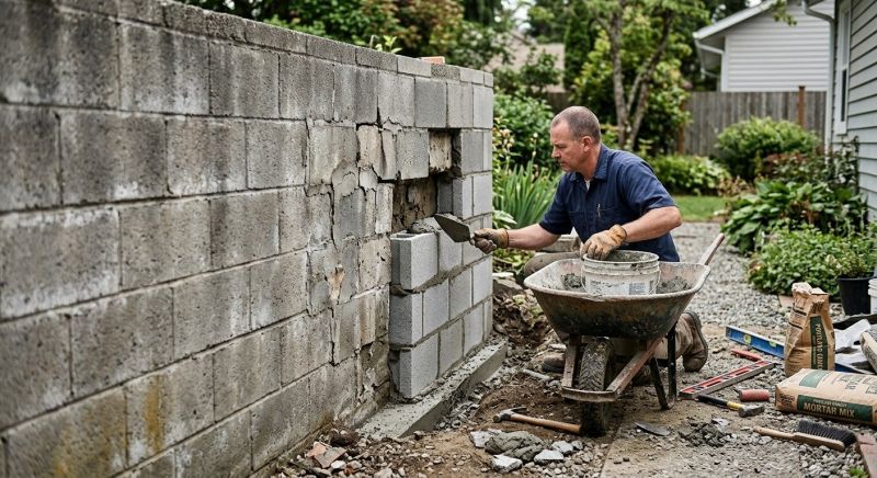 Cinder Block Wall Repair in Stockton, CA