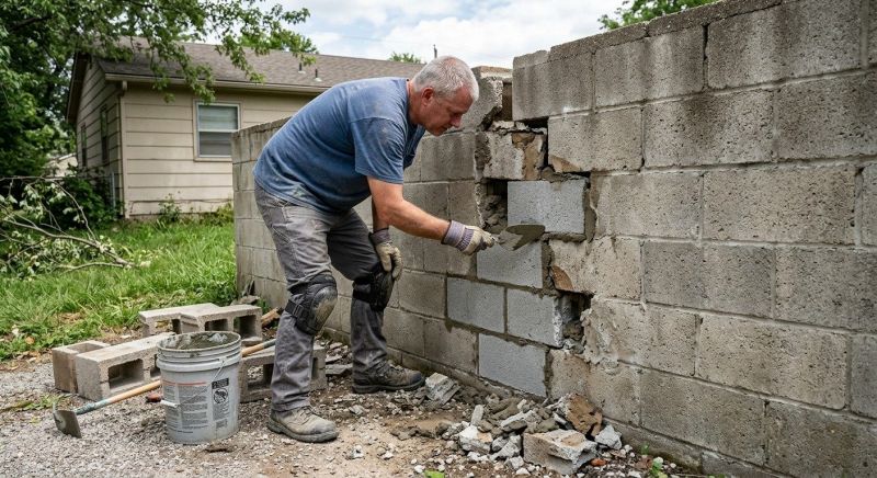 Cinder Block Wall Repair in Manteca, CA